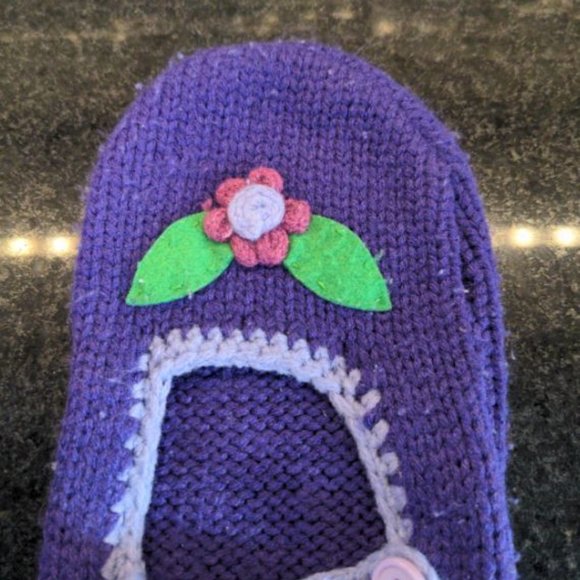 Crochet Granny Slippers Flower Shabby Chic size 6-7 - Picture 5 of 6